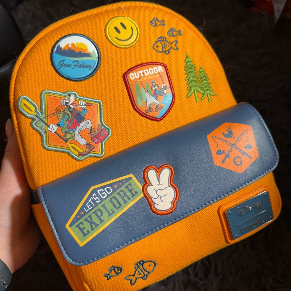 Disney Orange and Blue Adventure loungefly Backpack